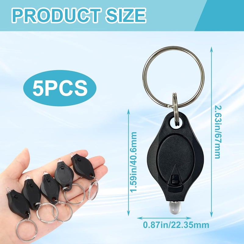 WSHuayee UV LED Keychain Flashlight - 395nm Blacklight Money Detector (5 Pcs) - Image 2