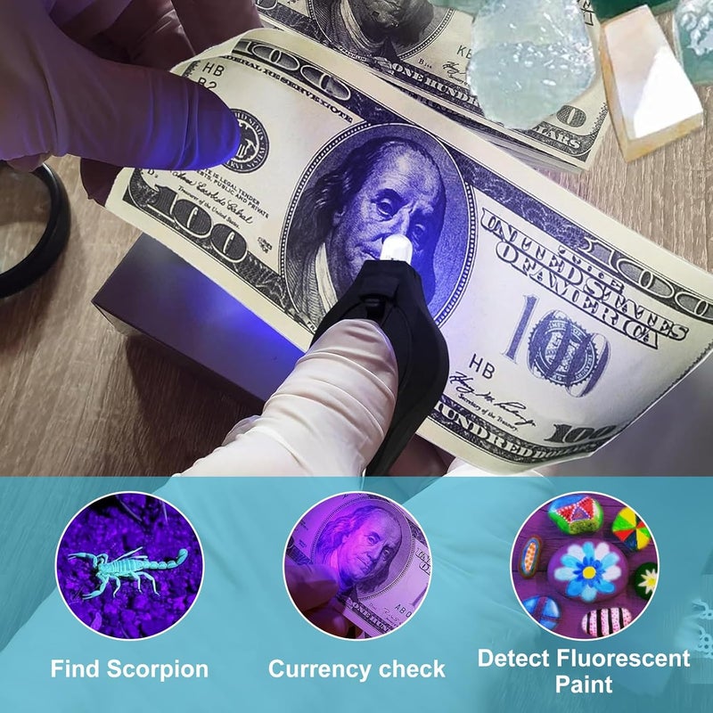 WSHuayee UV LED Keychain Flashlight - 395nm Blacklight Money Detector (5 Pcs) - Image 5