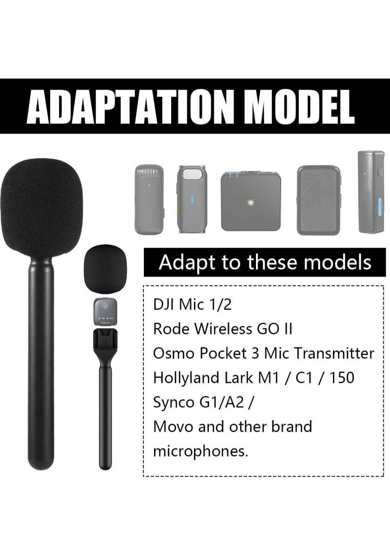 ELTRAZONE Microphone Handheld Adapter – Wireless Interview Lavalier Mic Adapter for DJI Mic 1/2, Rode Wireless GO II, Hollyland Lark, Synco G1 – Microphone Grip with Wind Protection for Osmo Pocket – Ideal for Professional Audio Recording & Interviews - Image 5