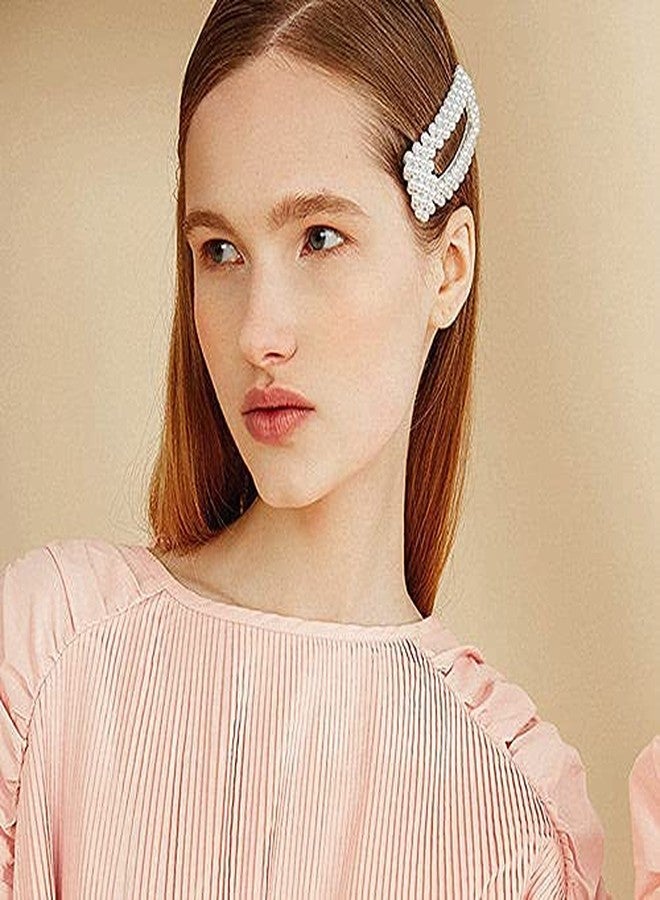 HRBS 8 Piece Korean Style Pearl Metal Hair clips, Plastic Pearl Barrettes Hairpin for Women & Girls (White) Pattern may vary, All patterns & Design will suite your everydress, Party, Birthday etc. - Image 2