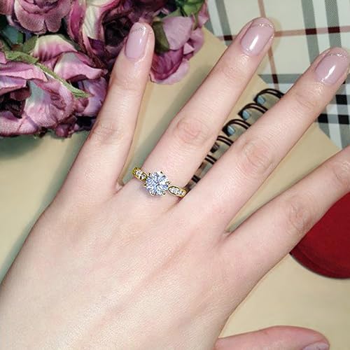 QJLE Dainty 18K Gold Plated Rings for Women 1.5 CT Cubic Zirconia CZ Fake Diamond Ring Engagement Promise Eternity Womens Wedding Rings Size 10 - Image 4