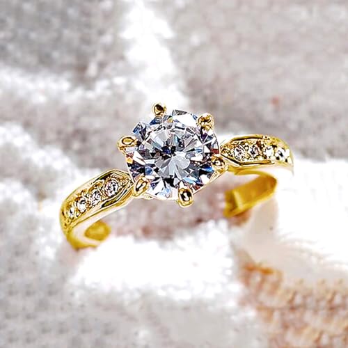 QJLE Dainty 18K Gold Plated Rings for Women 1.5 CT Cubic Zirconia CZ Fake Diamond Ring Engagement Promise Eternity Womens Wedding Rings Size 10 - Image 5