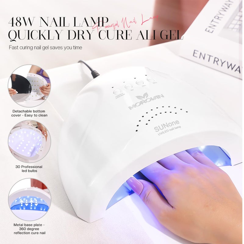 Morovan Poly Gel Nail Kit: Starter Kit 8 Pcs Poly Nail Gel Kit with U V Lamp 48W Complete Poly Gel Kit for Beginners with Everything Professional - Image 5