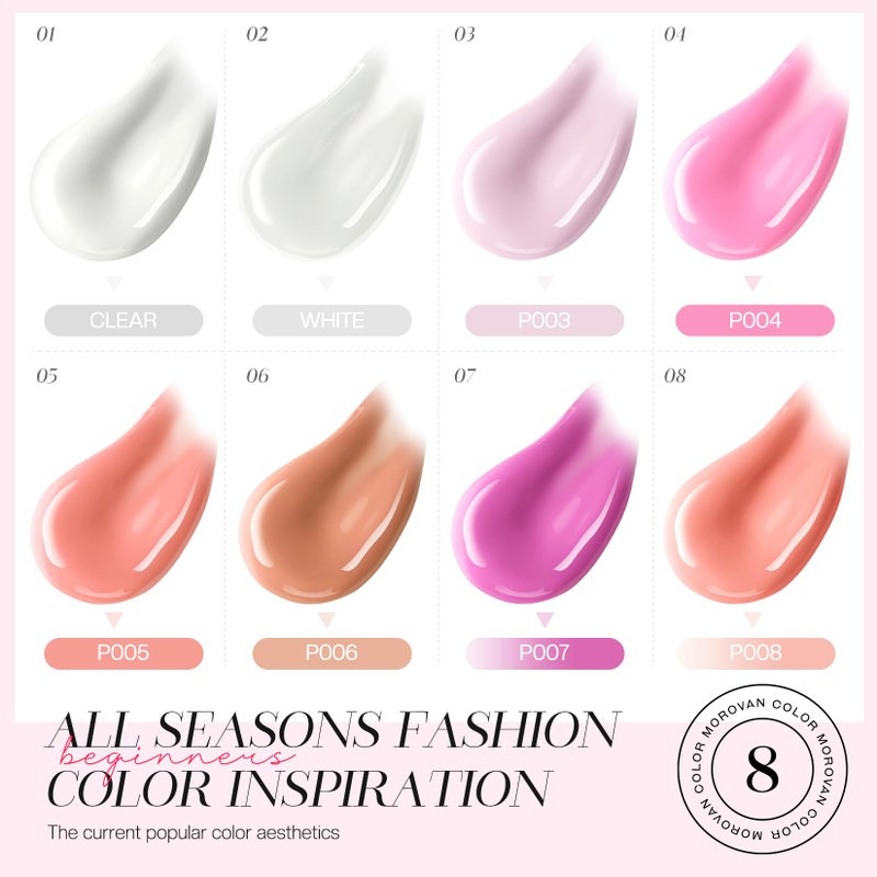 Morovan Poly Gel Nail Kit: Starter Kit 8 Pcs Poly Nail Gel Kit with U V Lamp 48W Complete Poly Gel Kit for Beginners with Everything Professional - Image 2