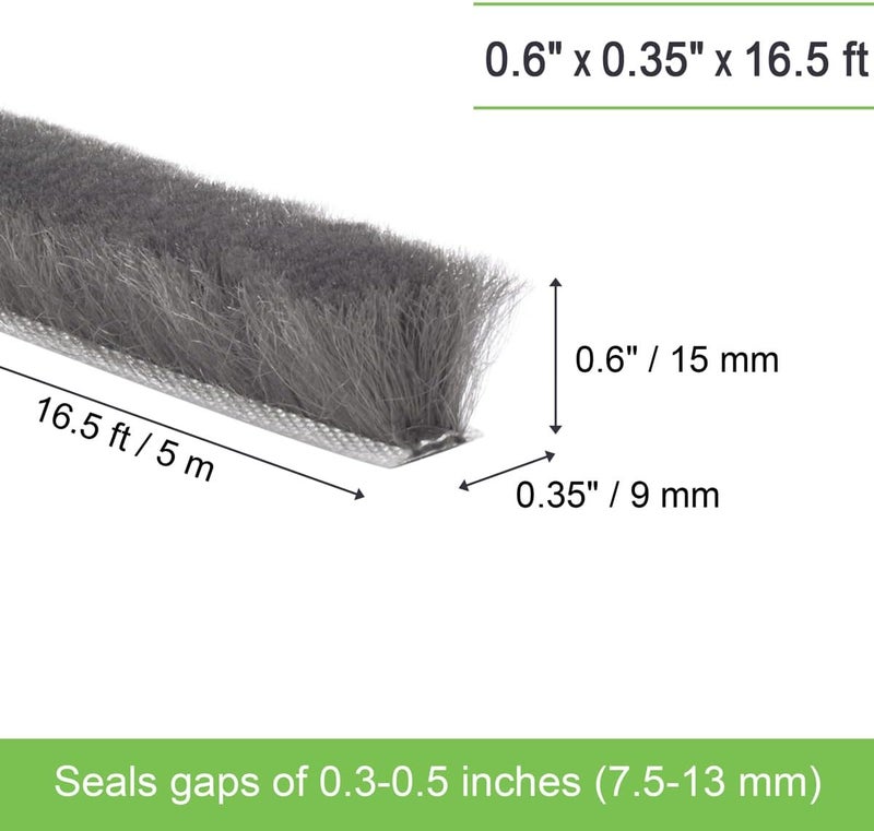 YOCCEK Self-Adhesive Weather Stripping Seal for Doors & Windows – Soundproof Insulation Gap Filler for Sliding, Exterior, Front, and Jamb Frames – 0.6" x 0.35" x 16.5 ft, Gray - Image 2