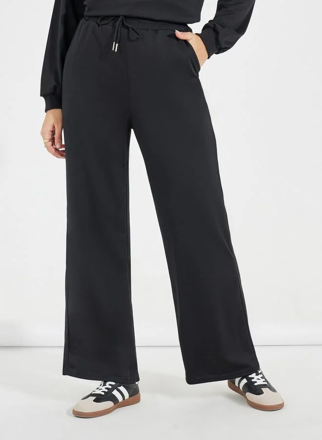 Styli Slogan Print Sweatshirt & Wide Leg Joggers Co-Ords