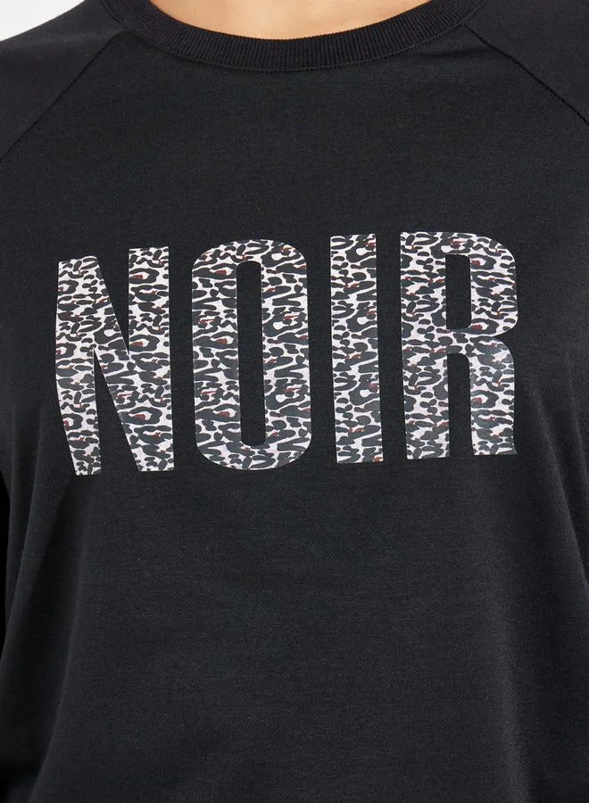 Styli Slogan Print Sweatshirt & Wide Leg Joggers Co-Ords
