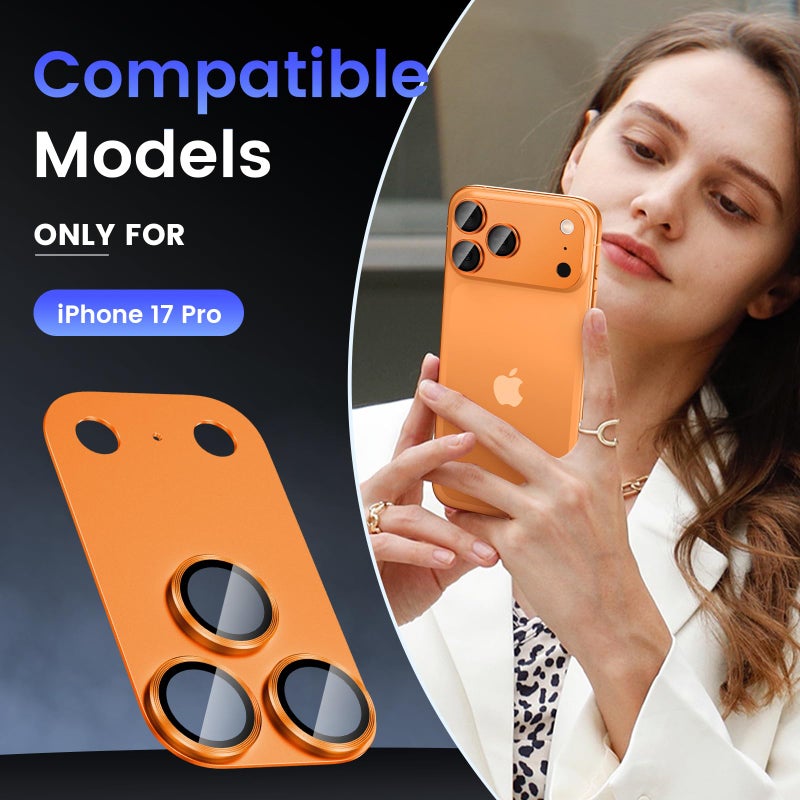 Tensea for iPhone 17 Pro Camera Lens Protector, Metal Aluminum Alloy Tempered Glass Cover Camera Screen Protector Accessories, Case Friendly - Image 2