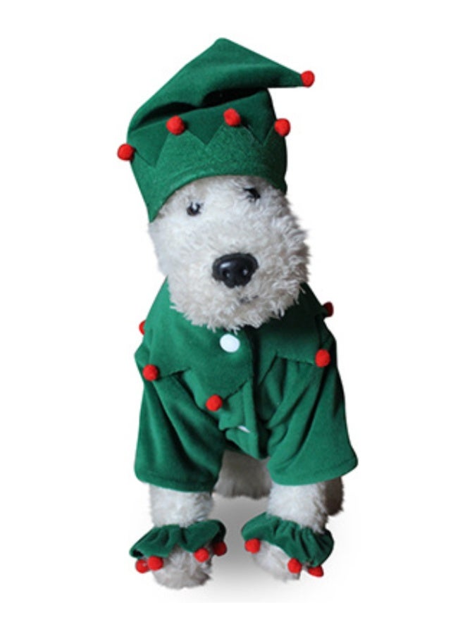 Christmas Elf Dog Cat Costume with Hat, Funny Pet Christmas Winter Fleece Coat Coat Clothes Outfit Apparel - Image 2
