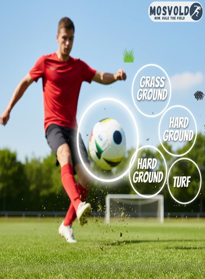 MOSVOLD PVC Football Size 5 with Pump | Portable Multicolour Soccer Ball Kit for Kids and School Players | Official Weight Durable Training Football for Hard Ground & Turf - Image 5