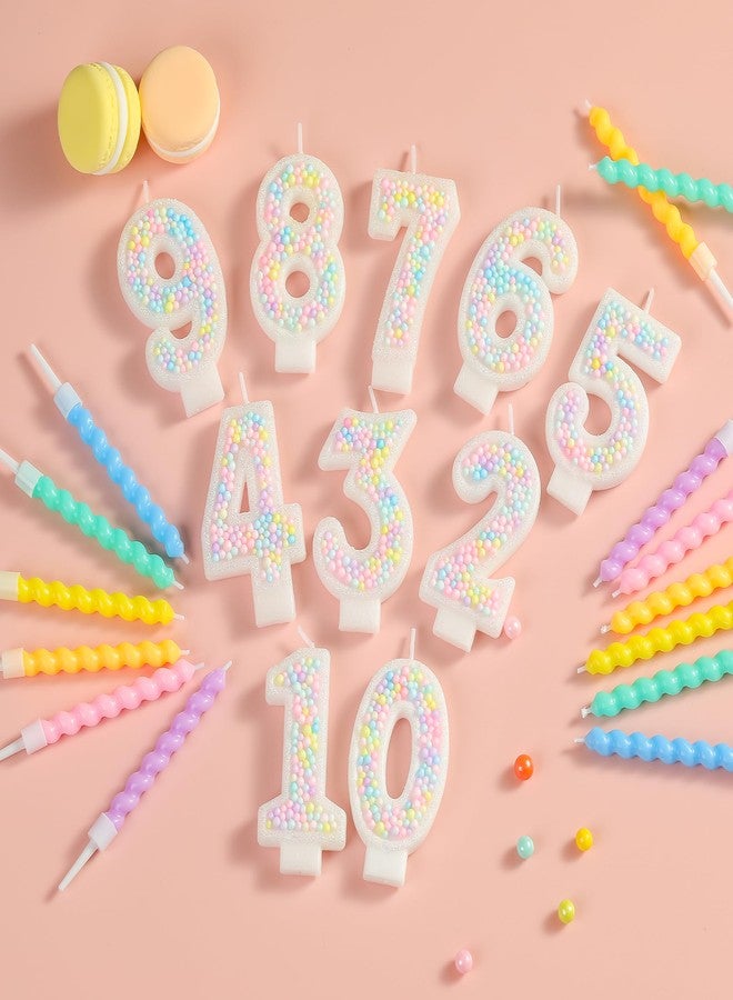 PHD CAKE Number 6 Birthday Candle Macaron Glitter Number Candle with Rainbow Spiral Candles in Holders for Cake Topper, Pastel Sweet Theme Party Decoration - Image 4