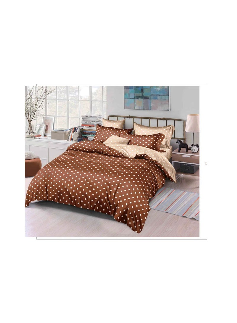 بيج طقم لحاف Embrace King Comforter مكون من 6 قطع من القطن المصقول مقاس كينج، ملاءة سرير واحدة مثبتة 200 * 200 سم، لحاف واحد ثابت 220 * 240 سم، 4 قطع أغطية وسائد فائقة النعومة
