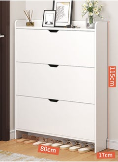 NKX Three Tier Shoe Rack Organizer Storage Foldable Closet with Doors for Living Room  - Image 1