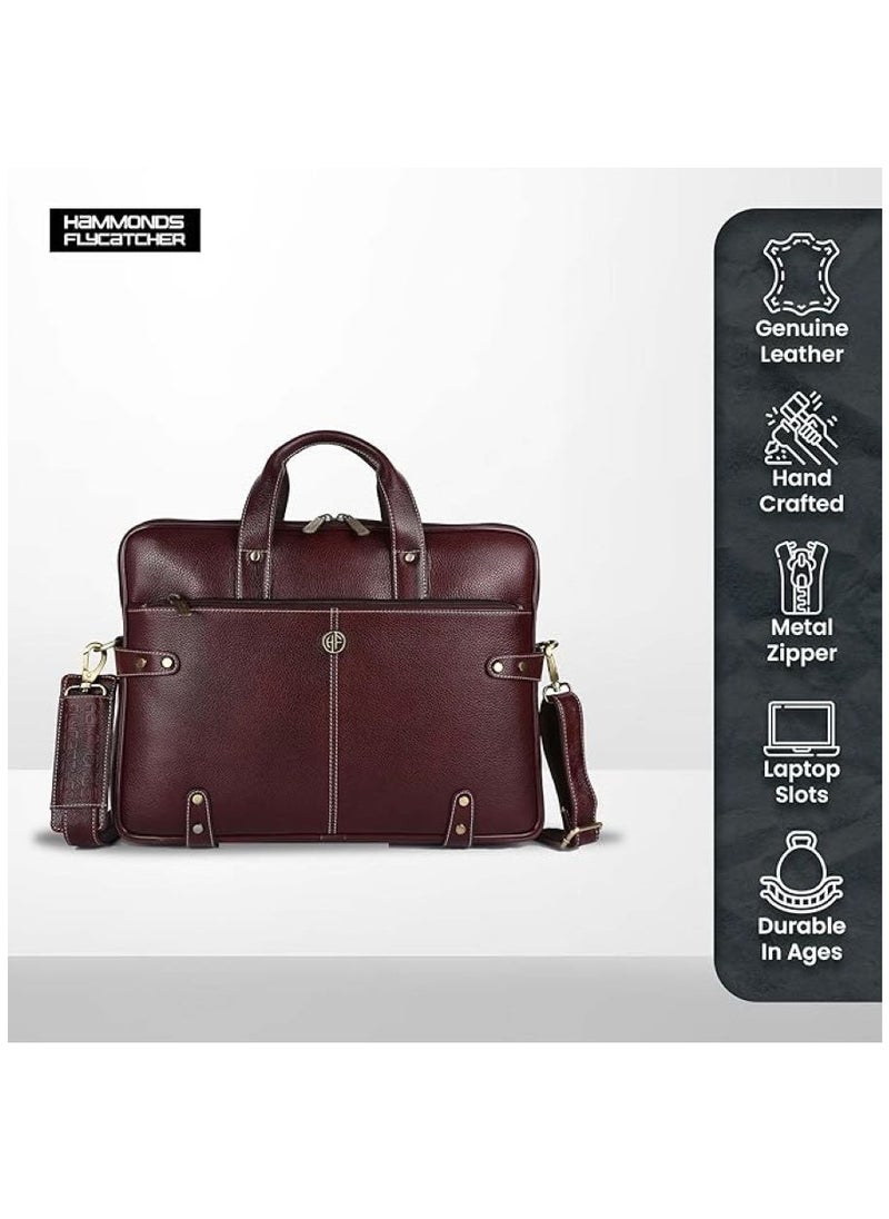 HAMMONDS FLYCATCHER Leather Laptop Bag for Men/Office Bag for Men, Brown | Fits Up to 16 Inch Laptop/MacBook | Leather Bag with Shoulder Straps | Laptop Messenger Bag/Leather Bag for Men  - Image 2