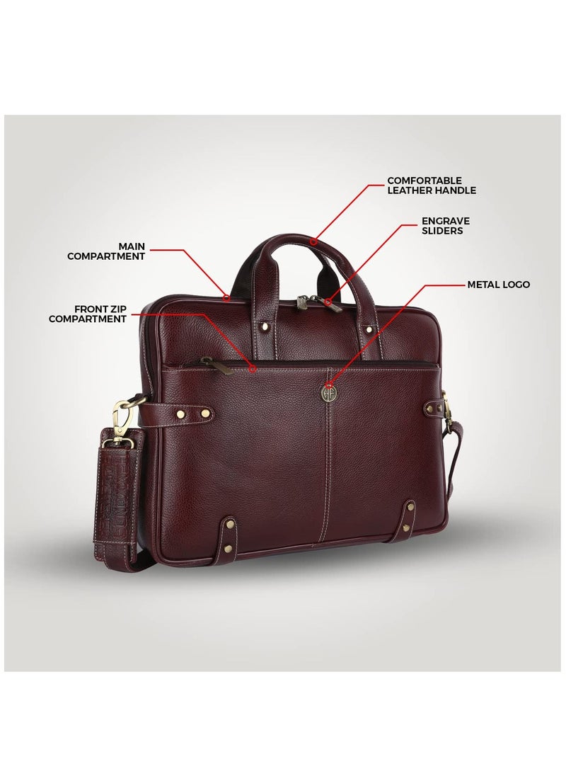 HAMMONDS FLYCATCHER Leather Laptop Bag for Men/Office Bag for Men, Brown | Fits Up to 16 Inch Laptop/MacBook | Leather Bag with Shoulder Straps | Laptop Messenger Bag/Leather Bag for Men  - Image 5