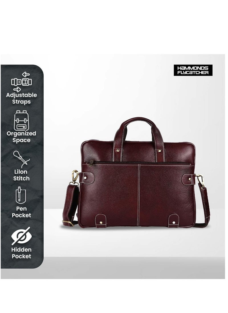 HAMMONDS FLYCATCHER Leather Laptop Bag for Men/Office Bag for Men, Brown | Fits Up to 16 Inch Laptop/MacBook | Leather Bag with Shoulder Straps | Laptop Messenger Bag/Leather Bag for Men  - Image 3