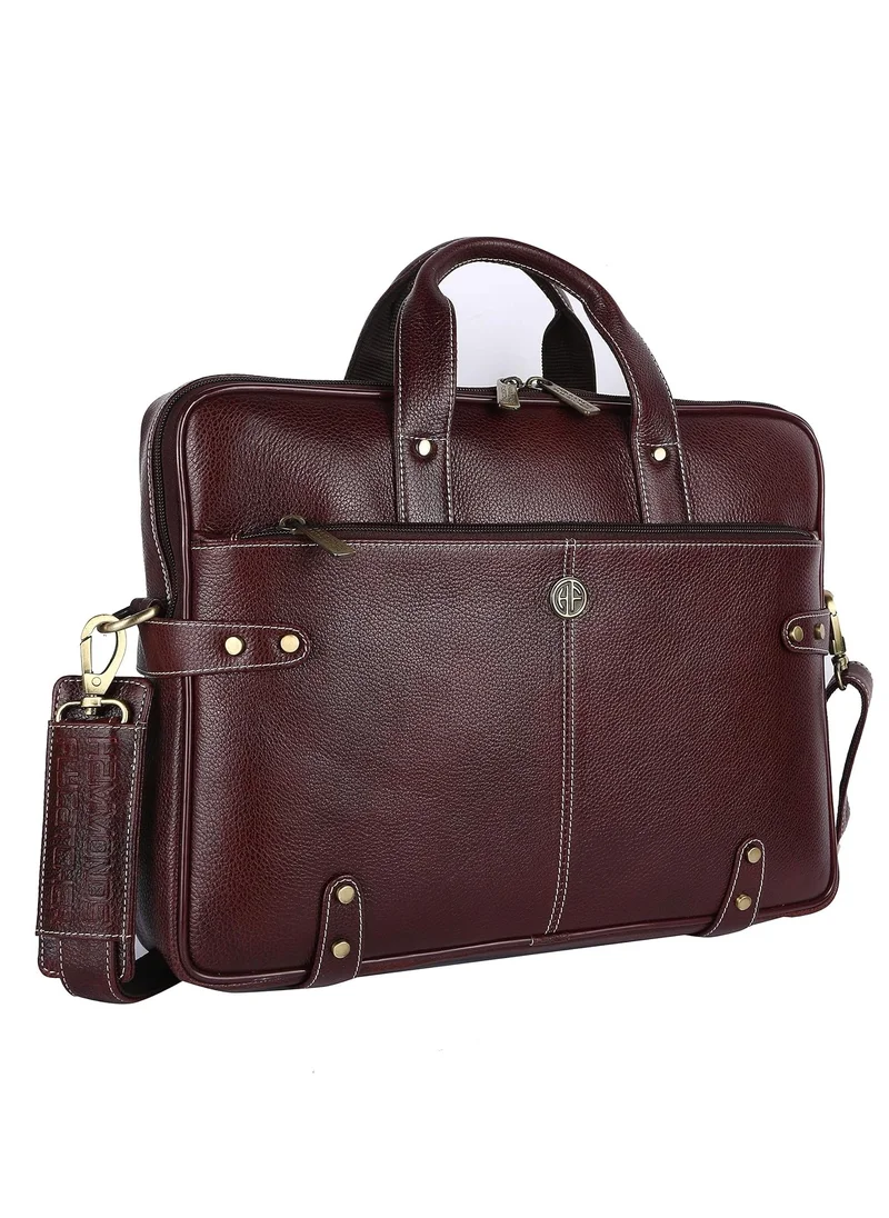 HAMMONDS FLYCATCHER Leather Laptop Bag for Men/Office Bag for Men, Brown | Fits Up to 16 Inch Laptop/MacBook | Leather Bag with Shoulder Straps | Laptop Messenger Bag/Leather Bag for Men