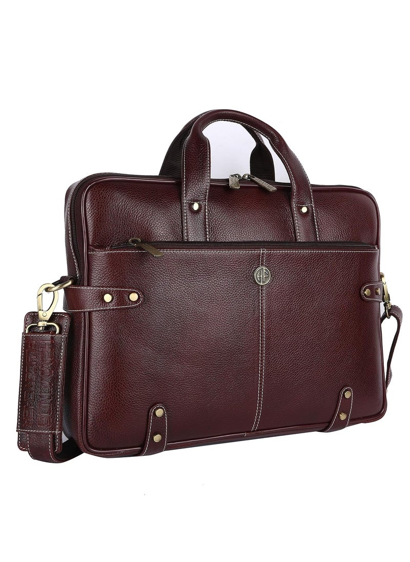 HAMMONDS FLYCATCHER Leather Laptop Bag for Men/Office Bag for Men, Brown | Fits Up to 16 Inch Laptop/MacBook | Leather Bag with Shoulder Straps | Laptop Messenger Bag/Leather Bag for Men  - Image 1
