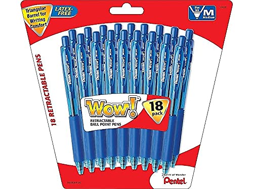 Pentel 712134 WOW! Retractable Ballpoint Pens Medium Point Blue Ink - Image 2