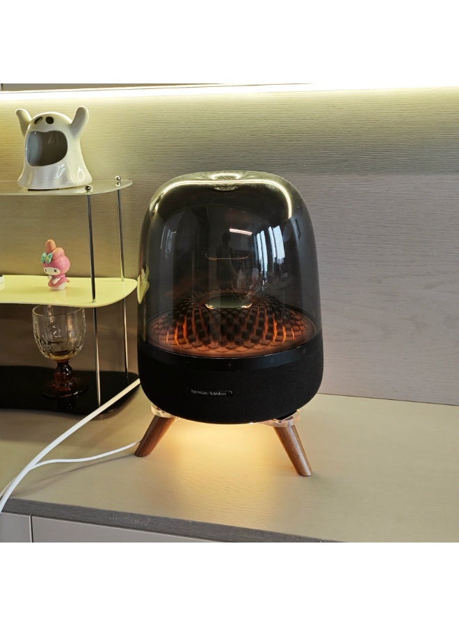 Harman Kardon Glass Crystal 3rd and 4th Generation Audio Base Speaker Desktop Stand Suspension Anti slip Rack/Transparent Base Walnut Legs with Light Strap - Image 1