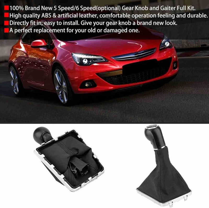 plplaaoo Shift Knob Cover,Abs + Artificial Leather Gear Shift Cover,Black Stick Shift Cover,5 Speed & Amp ; 6 Speed Gear Shift Knob Gaiter Boot Cover for Op el Astra Iii H 1.6 2004 ‑ 2010 (6 Speed) - Image 2