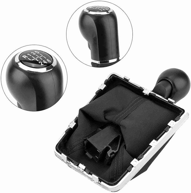 plplaaoo Shift Knob Cover,Abs + Artificial Leather Gear Shift Cover,Black Stick Shift Cover,5 Speed & Amp ; 6 Speed Gear Shift Knob Gaiter Boot Cover for Op el Astra Iii H 1.6 2004 ‑ 2010 (6 Speed) - Image 3