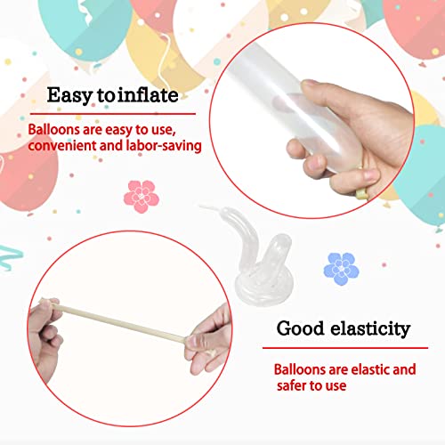 KAWKALSH 260 Clear Long Balloons for Animals, Thickening Skinny Latex Twisting for Arch Modeling Magic Clown Birthday Wedding Party Decorations 100pcs - Image 4