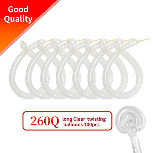 KAWKALSH 260 Clear Long Balloons for Animals, Thickening Skinny Latex Twisting for Arch Modeling Magic Clown Birthday Wedding Party Decorations 100pcs - Image 2