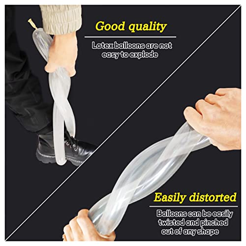 KAWKALSH 260 Clear Long Balloons for Animals, Thickening Skinny Latex Twisting for Arch Modeling Magic Clown Birthday Wedding Party Decorations 100pcs - Image 5