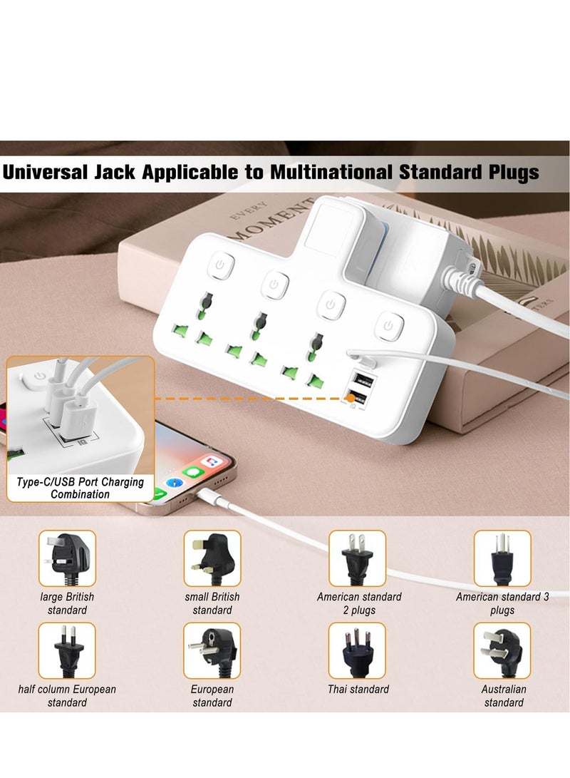نكومي محول مقبس تمديد متعدد المكونات مع ضوء ليلي ، محول طاقة تمديد عالمي مع 2 USB-A و 1 USB-C (منافذ شاحن سريع) ، مقبس شحن حائط موسع محول 3 طرق - Image 3