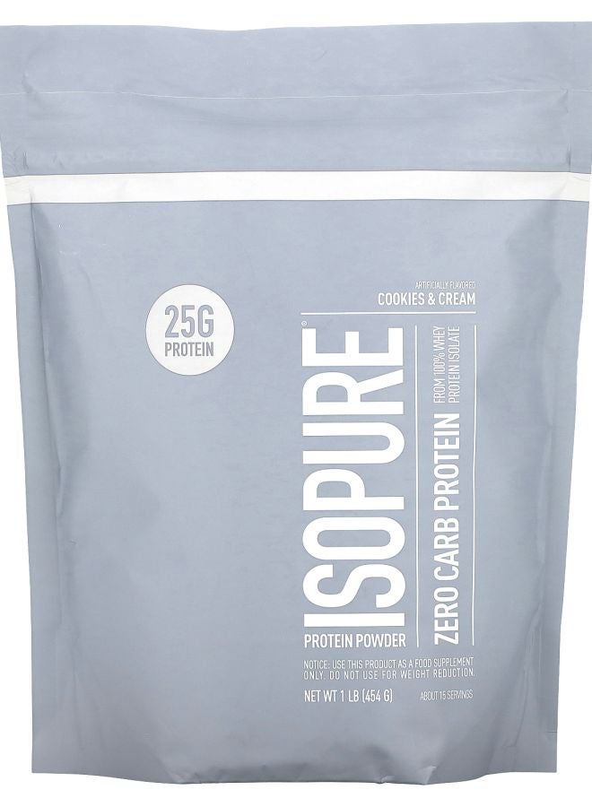 Isopure مسحوق بروتين خالي من الكربوهيدرات بنكهة الكوكيز والكريمة 1 رطل (454 جرام)