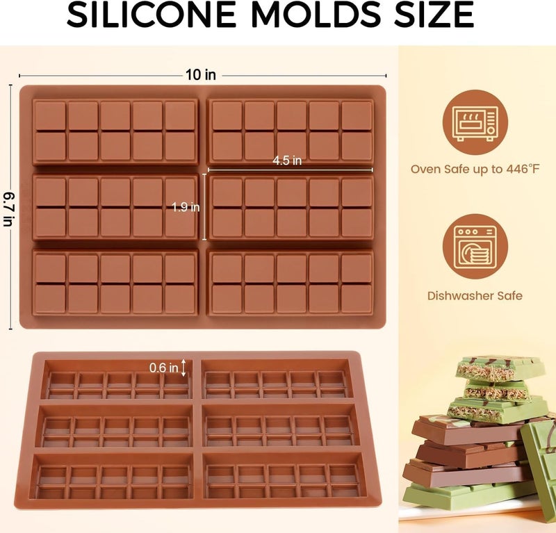 Husaini Mart HUSAINI MART Chocolate Bar Mold NonStick Chocolate Molds Food Grade Silicone Deep Chocolate Bar Mold for Milk Chocolate BarDubai Chocolate Bar Pistachio Set of 2  - Image 3