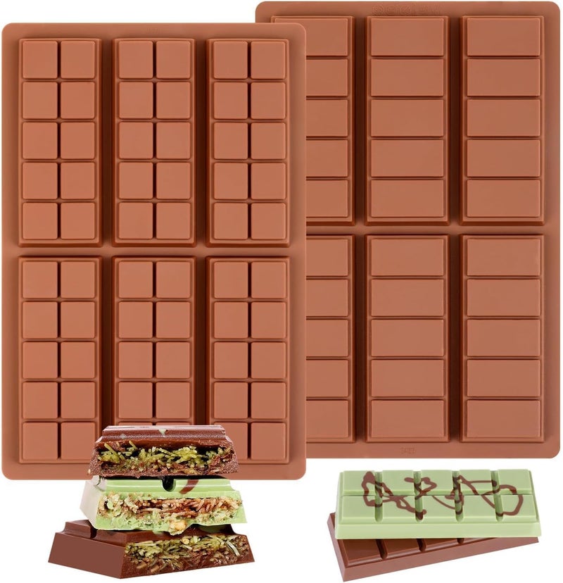 Husaini Mart HUSAINI MART Chocolate Bar Mold NonStick Chocolate Molds Food Grade Silicone Deep Chocolate Bar Mold for Milk Chocolate BarDubai Chocolate Bar Pistachio Set of 2  - Image 1