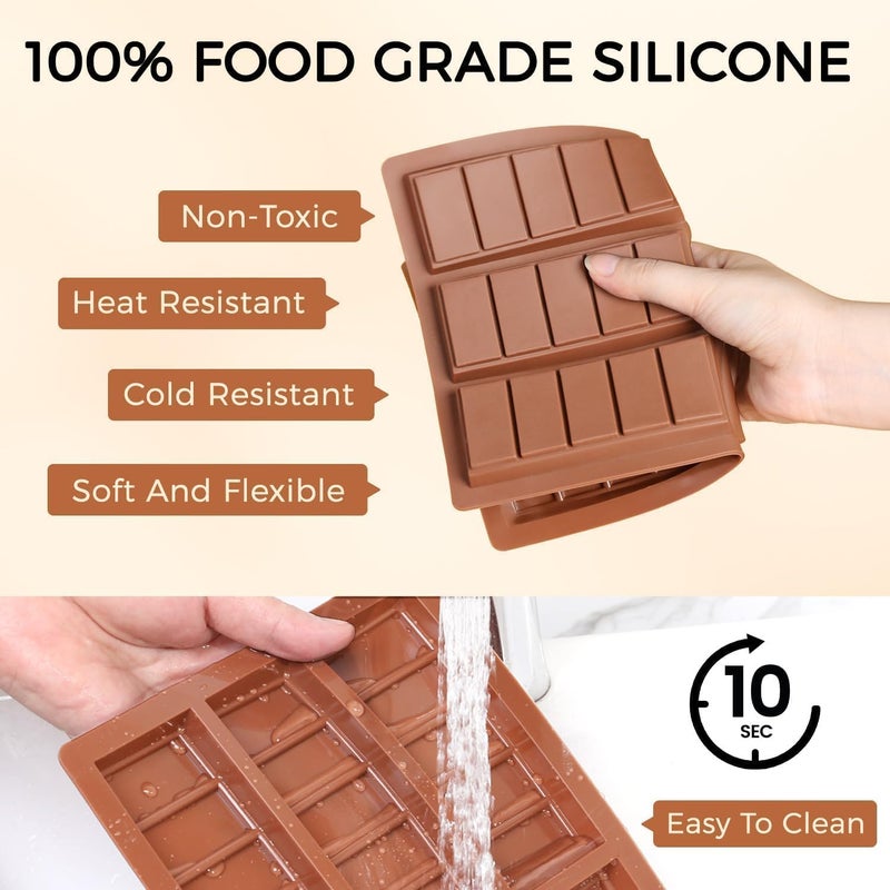 Husaini Mart HUSAINI MART Chocolate Bar Mold NonStick Chocolate Molds Food Grade Silicone Deep Chocolate Bar Mold for Milk Chocolate BarDubai Chocolate Bar Pistachio Set of 2  - Image 4