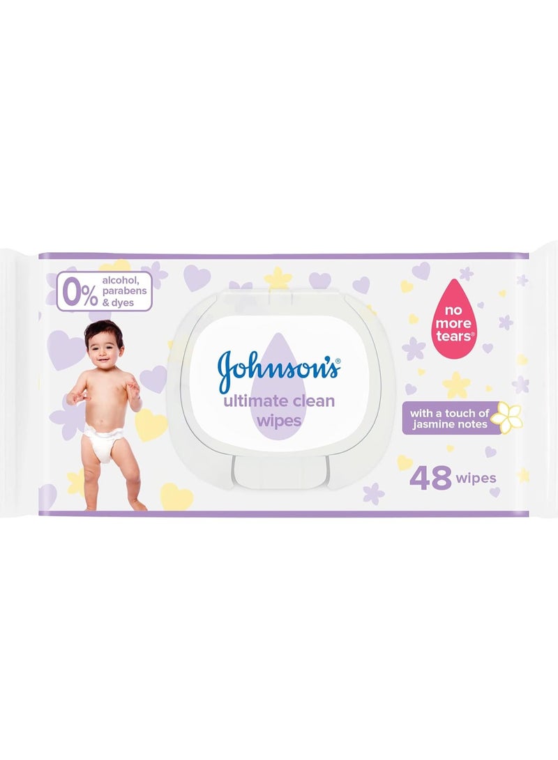 Johnson's Ultimate Clean Baby Wipes 48 - Image 1