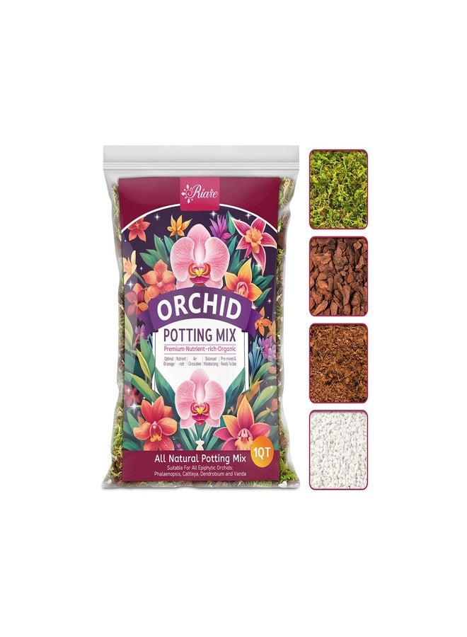 Riare 1QT Orchid Potting Mix for Repotting- Orchid Repotting Kit Include Moss, Pine Bark, Perlite, Coco Peat- Premium Orchid Soil Medium for Indoor Potted Plants Root Ventilation & Expanding - Image 1