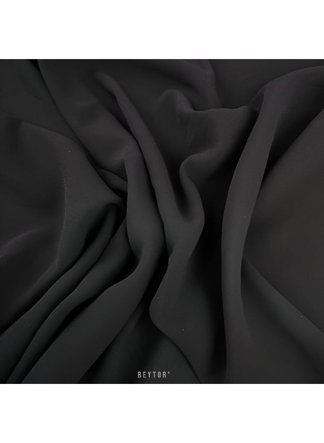 BEYTOR Black Georgette Hijab Scarf for Women – Lightweight Breathable Long Shawl 2M x 75cm, Elegant Muslim Headscarf for Everyday Wear - Image 5