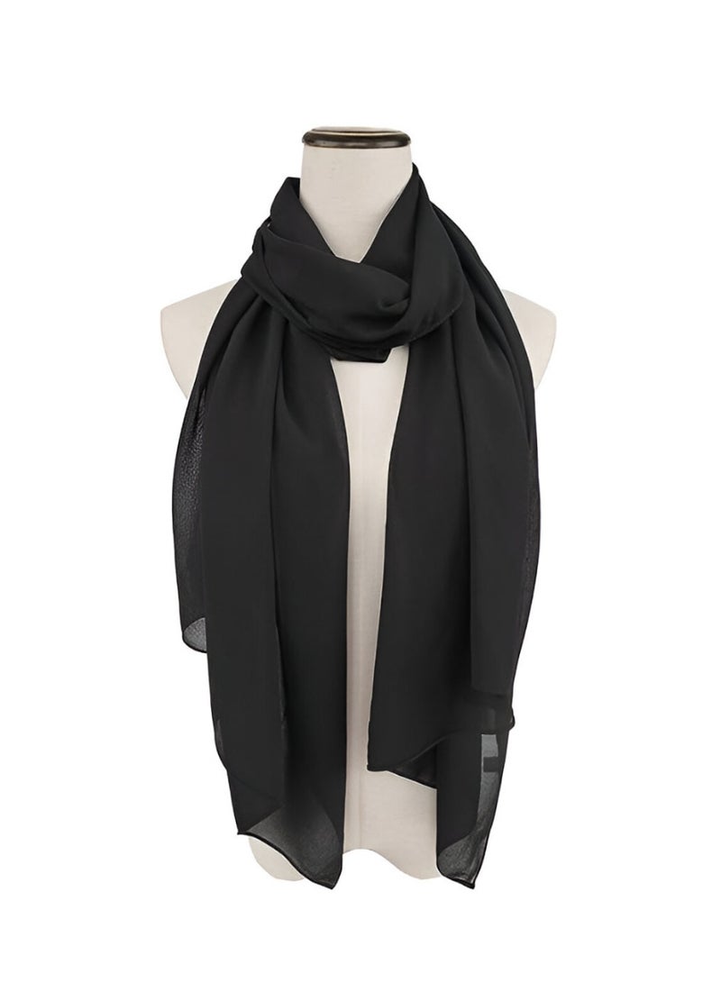 BEYTOR Black Georgette Hijab Scarf for Women – Lightweight Breathable Long Shawl 2M x 75cm, Elegant Muslim Headscarf for Everyday Wear - Image 3