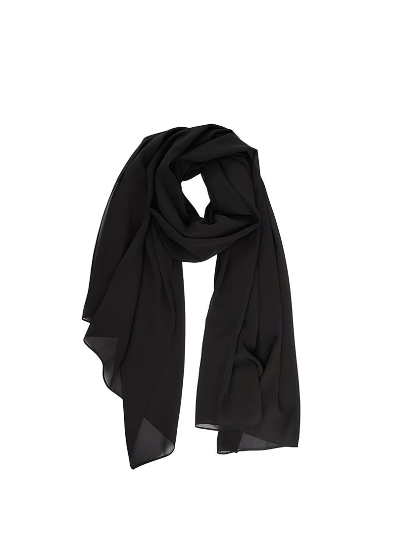 BEYTOR Black Georgette Hijab Scarf for Women – Lightweight Breathable Long Shawl 2M x 75cm, Elegant Muslim Headscarf for Everyday Wear - Image 2