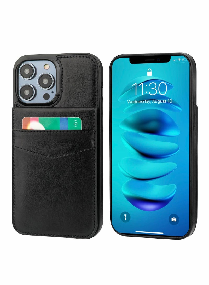 Captaintech Compatible with iPhone 14 Pro Max Case Wallet with Credit Card Holder Flip Premium Leather Magnetic Clasp Kickstand Heavy Duty Protective Cover for iPhone 14 Pro Max 6.7 Inch (Black) - Image 5