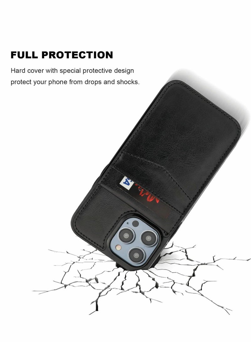 Captaintech Compatible with iPhone 14 Pro Max Case Wallet with Credit Card Holder Flip Premium Leather Magnetic Clasp Kickstand Heavy Duty Protective Cover for iPhone 14 Pro Max 6.7 Inch (Black) - Image 3