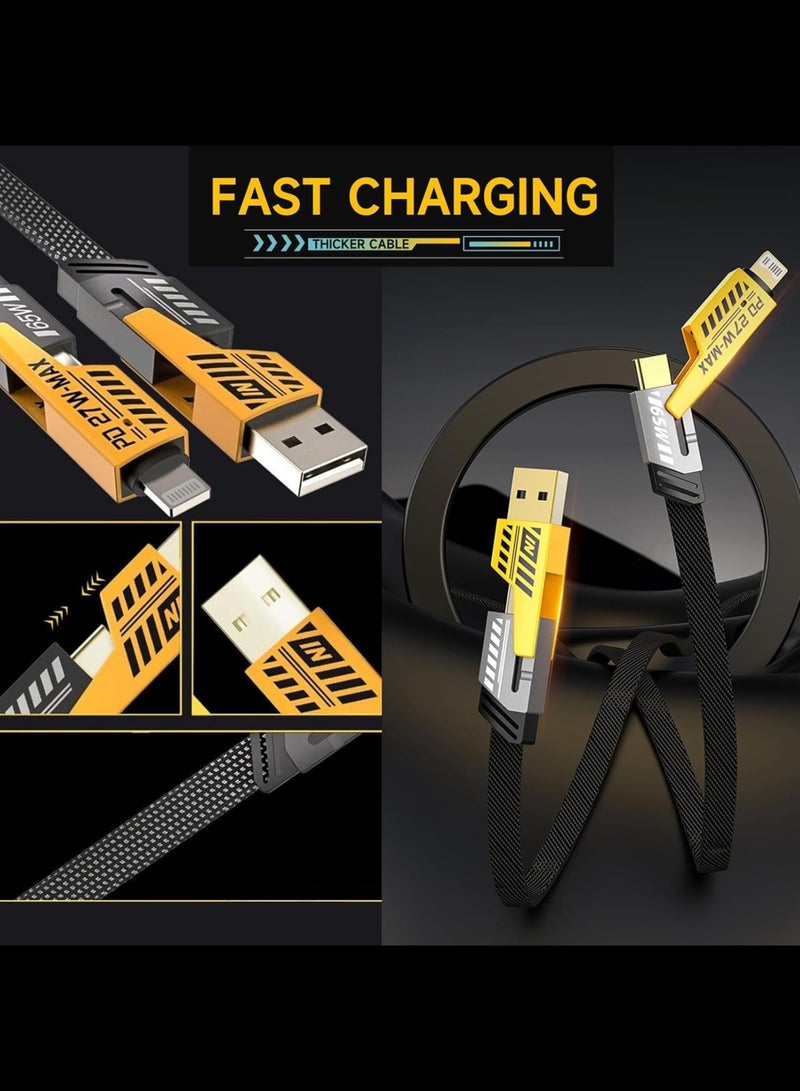 NI 65W 6A 4-in-1 Fast Charging Cable | USB-A & Type-C | 1M Fine Skin Anti-Bending Braided Cable | High-Speed Data & Power Cord for iPhone, iPad, MacBook, Samsung & Android - Image 4