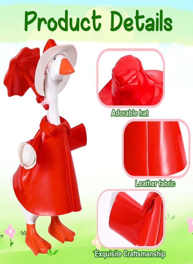 JcHrmers 2 Set Desk Goose Raincoat Outfit Yellow and Red Raincoat and Hat Spring 7 Inch Mini Goose Clothes with Umbrella for Magnetic Statue Desk Key Holder Decor - Image 3