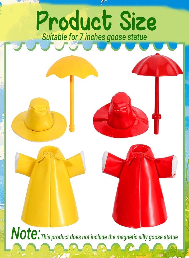 JcHrmers 2 Set Desk Goose Raincoat Outfit Yellow and Red Raincoat and Hat Spring 7 Inch Mini Goose Clothes with Umbrella for Magnetic Statue Desk Key Holder Decor - Image 2