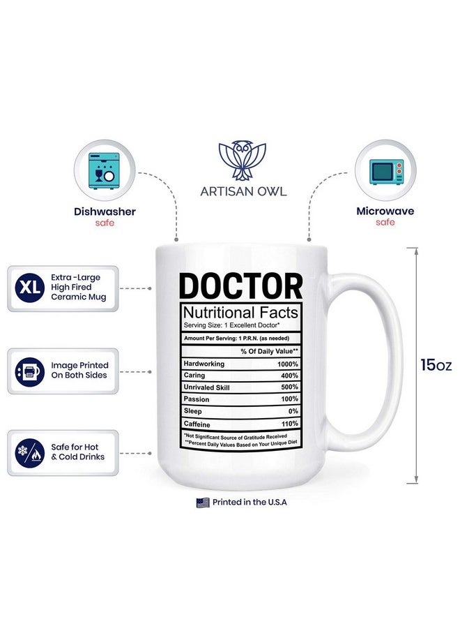 آرتيزان آول كوب Artisan Owl Doctor مع ملصق المكونات ومعلومات التغذية - كوب شاي فاخر مزدوج الجوانب سعة 15 أونصة (Doctor)  - Image 3