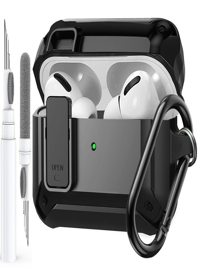Olytop for Airpods Pro 3 Case with Lock Clip, Rugged Apple Airpods Pro 3rd Generation Cover 2025 Men Women, Armor Shockproof iPod Pro3 Gen Protective Hard Shell with Carabiner&Cleaner kit, Black - Image 1