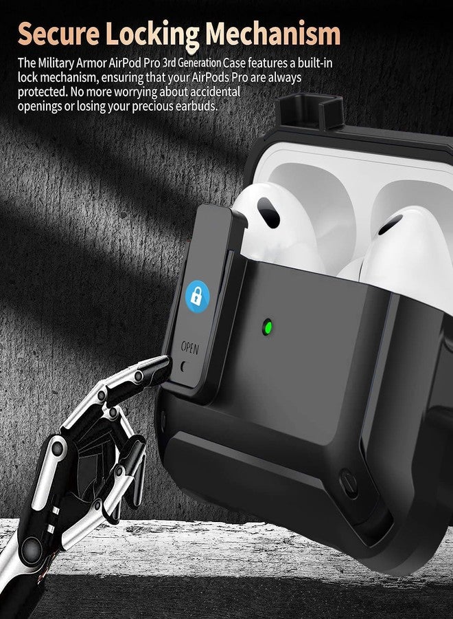 Olytop for Airpods Pro 3 Case with Lock Clip, Rugged Apple Airpods Pro 3rd Generation Cover 2025 Men Women, Armor Shockproof iPod Pro3 Gen Protective Hard Shell with Carabiner&Cleaner kit, Black - Image 2