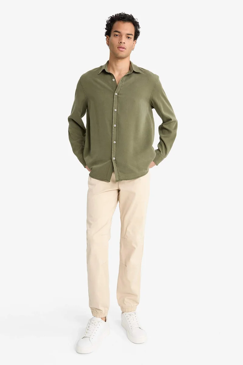 ديفاكتو Regular Fit Twill Long Sleeve Shirt