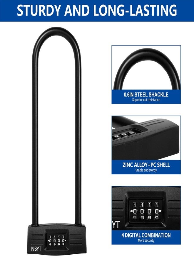 Lawnize Bike Lock u Lock Combination,Resettable Code,Long Shackle,Heavy Duty Padlock for Bicycle, Scooter,Motorcycles, Metal Fence Gate,Pool Door,Anti Theft. - Image 2