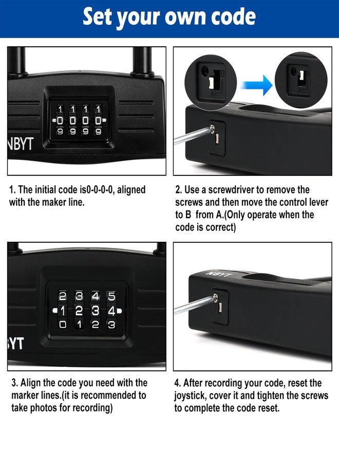 Lawnize Bike Lock u Lock Combination,Resettable Code,Long Shackle,Heavy Duty Padlock for Bicycle, Scooter,Motorcycles, Metal Fence Gate,Pool Door,Anti Theft. - Image 5